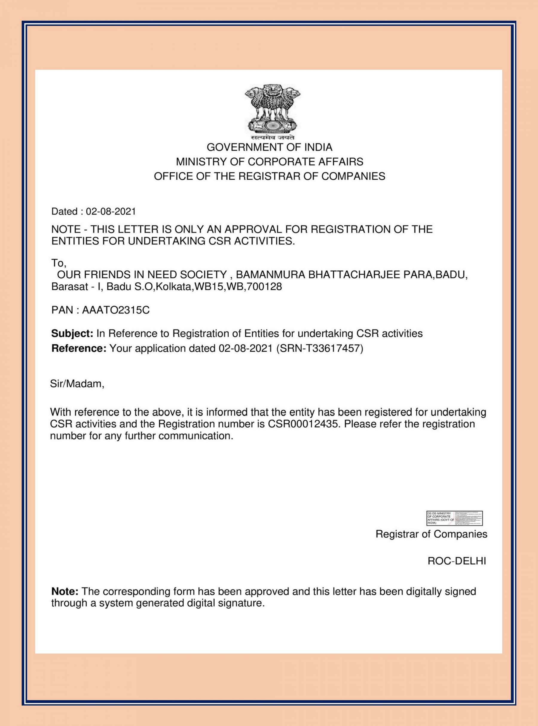 CSR-1 Certificate